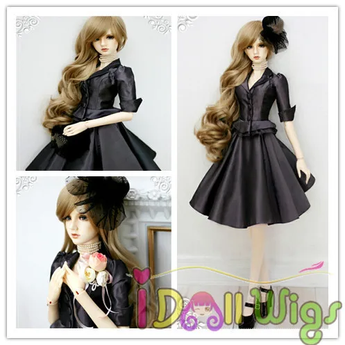 

High Quality Synthetic Long Natural Brown Deep Curly Bjd Doll Wig 1/3 1/4 1/6 For Choice,Heat Resistant Hair Accessories
