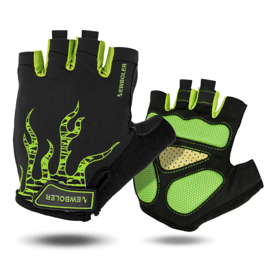 NEWBOLER Half Finger Cycling Gloves Mens Women's Summer Sports Bike Gloves Nylon Mountain Bicycle Gloves Guantes Ciclismo
