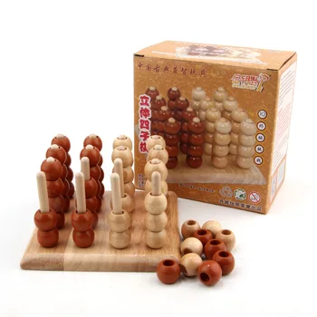 

Wooden toy The line four game classic pop bar tool stereo 3D connect four word bean portable section put 4 beads in a line 1set
