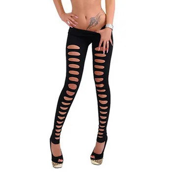 

2019 New Fluorescent Candy Color Hole Bottoms Leggings Women Elastic Skinny Jegging Casual Pants Sexy Leggings Push Up Leggings