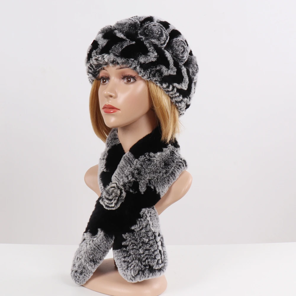 Новые зимние шапки из меха кролика рекс шарфы женские модные 100% настоящие