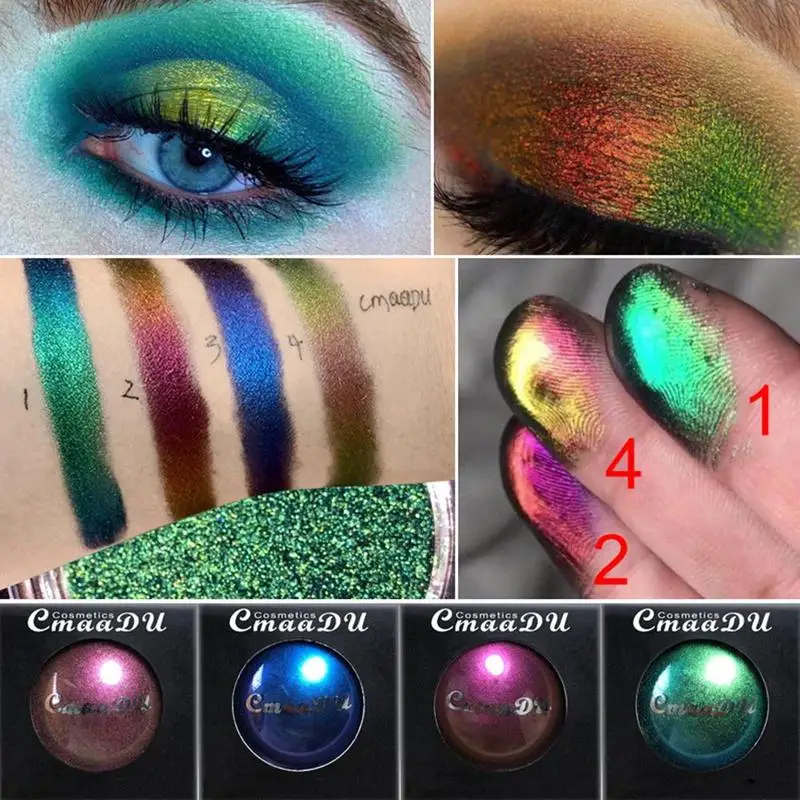 

Chameleon Waterproof Light Color Changing Glitter Eye shadow Palette of Shadows Shimmer Bling Diamond Metallic Matte Eyeshadow