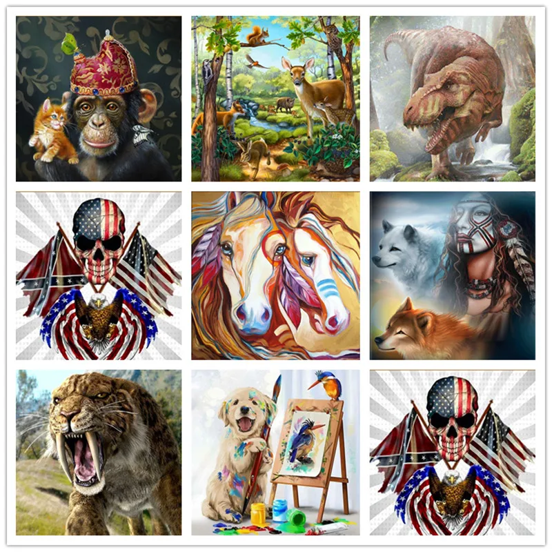 

Diamond Embroidery 5d diy Full Circle Diamond Shape Animal Type Cross Stitch Diamond Painting Mosaic Pattern