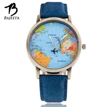 BAJEETA World Map Quartz font b Women b font font b Watch b font Fashion Leather
