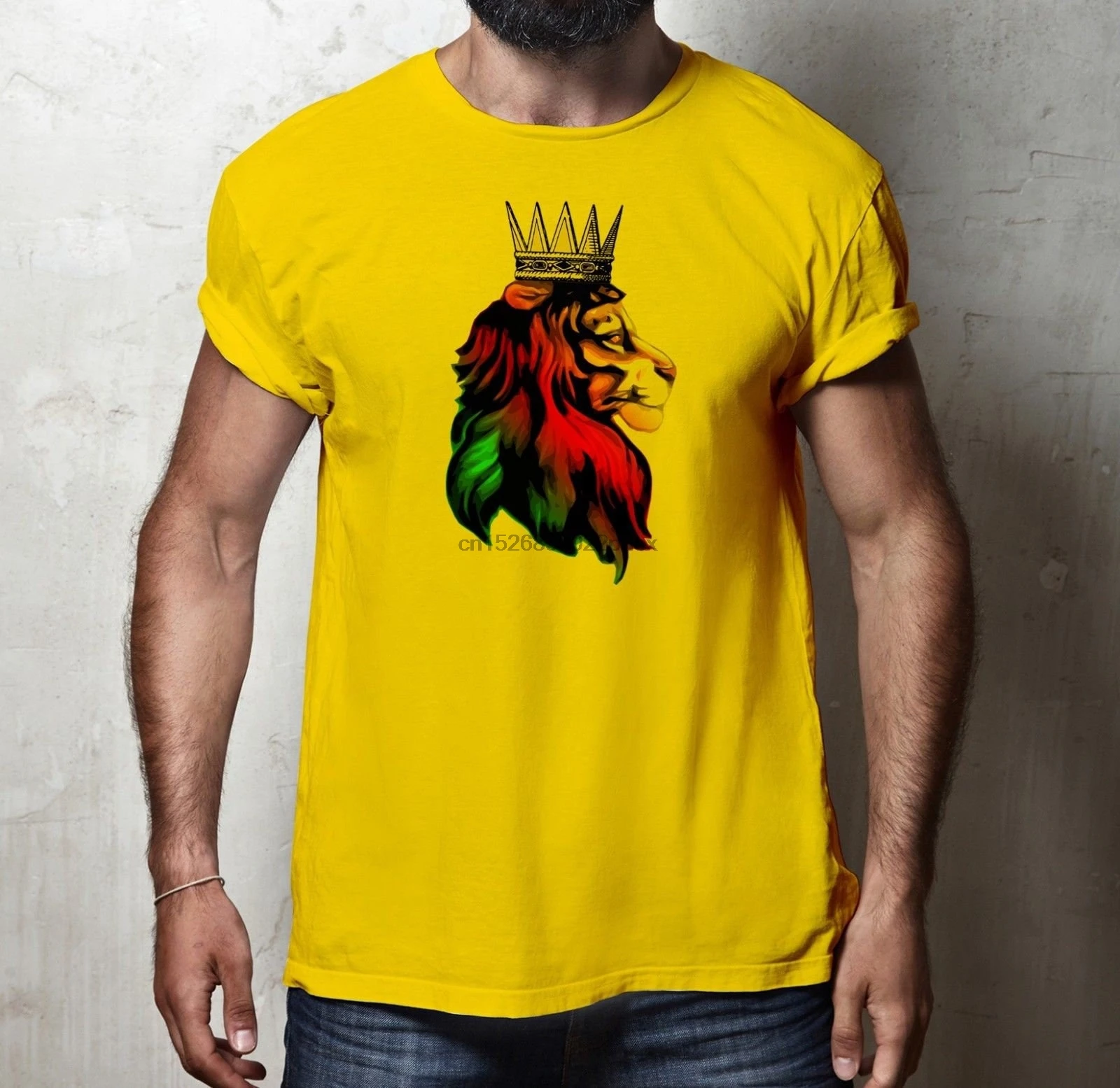 Футболка Royal Reggae Rasta Lion Мужская футболка s-Fit | одежда