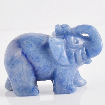 

2 Inch Elephant Figurines Craft Carved Natural Stone Blue Aventurine Elephant Mini Animals Statue for Home Decor Chakra Healing