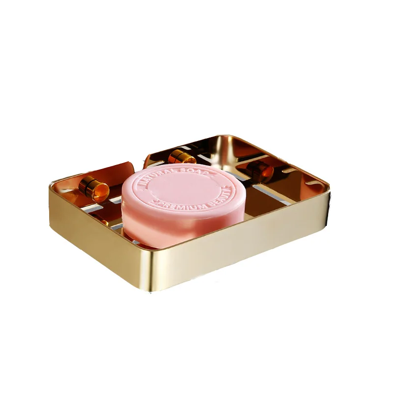 

Gold 304 stainless steel soap rack free nail storage soap holder creative hanging soap drain shelves bathroom organizer