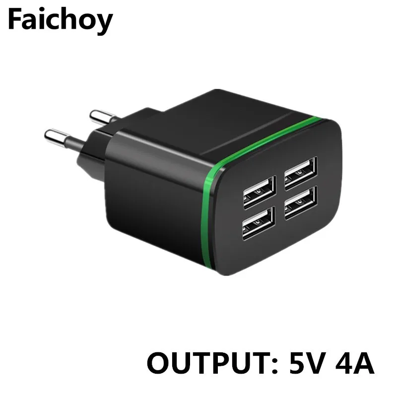 

4 USB Ports Mobile Phone Charger EU Plug Max 5V 4A Universal Wall Charger Travel Adapter with For iPhone Samsung Xiaomi Huawei