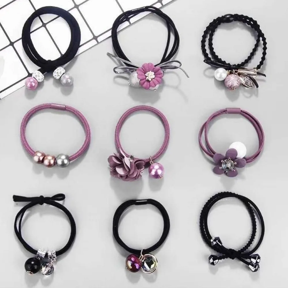 9PCS/SET Purple MIX Hair Accessories For Women Headband,Elastic Bands For Hair For Girls,Hair Band Hair Ornaments For Kids
