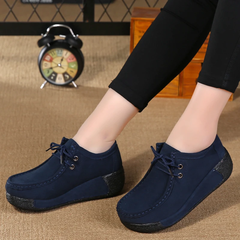 

Women Genuine Cow Leather Vulcanize Shoes Platform Suede Female Casual Shoes Footwear Women Elegant Ladies Vulcanize Shoe QBT713