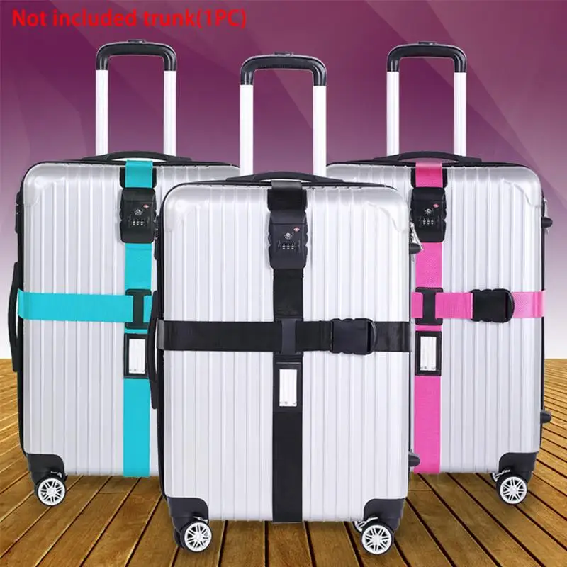 

Adjustable Luggage Strap Cross Belt Packing Travel Suitcase Nylon 3 Digits Password Lock Buckle High Quality Strap Baggage Belts