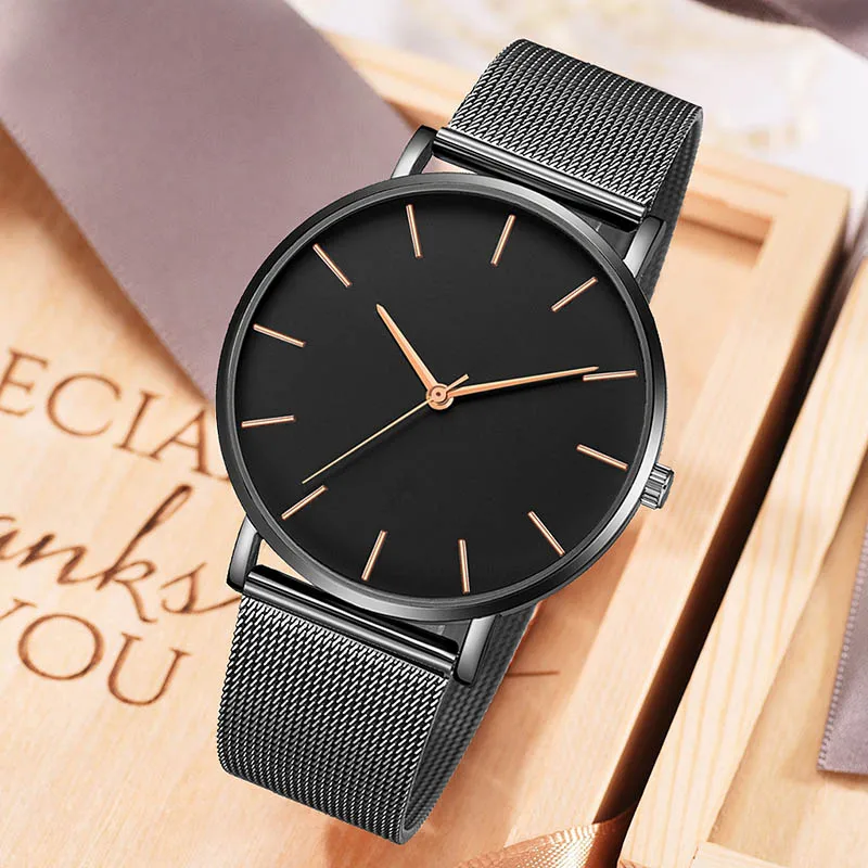 

Women Classic Quartz Watches Large Round Dial with Mesh Alloy Band TT@88