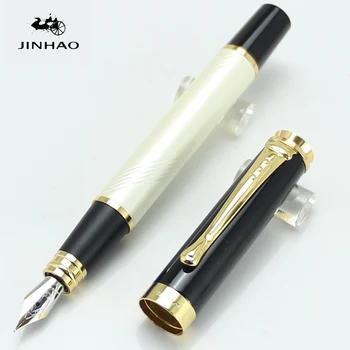 

JINHAO 500 Executive White and Golden M Nib Fountain Pen Stationery School&Office Supplies Writing Pen