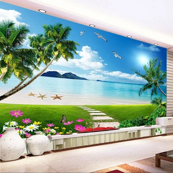 

Custom Any Size 3D Stereo Mural Wallpaper Beautiful Seaside Landscape Beach Sunshine Wallpaper Living Room Sofa Backdrop Mural