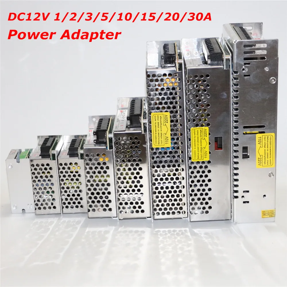 

Real Full Power DC 12V Universal Power Adapter 1A 2A 3A 5A 10A 15A 20A 30A Led Power Supply Lighting Switch Power Transformer