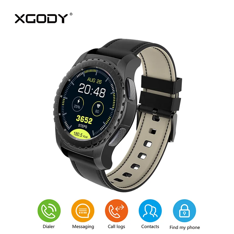 

XGODY KW28 Smart Watch with Sim Card Smartwatch Bluetooth 2G Phone Call Heart Rate Monitor Sleep Tracker Reloj for iOS Android