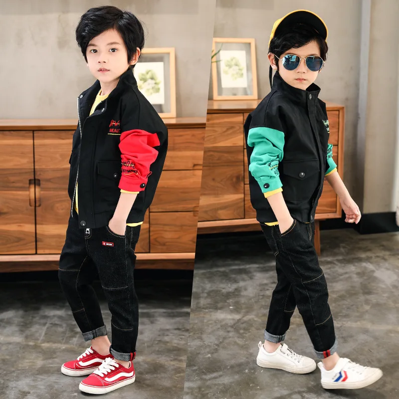 

110-160cm Cute Spring Children Coat Autumn Kids Jacket Boys Outerwear Coats Active Boy Windbreaker Baby Boys Clothes Clothing
