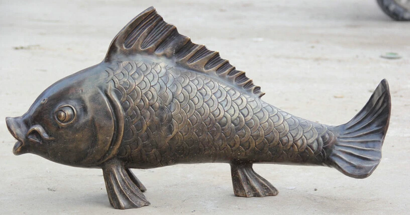 

USPS to USA S2402 30" Larger Chinese Bronze Folk FengShui fish goldfish barracuda Statue sculpture B0401