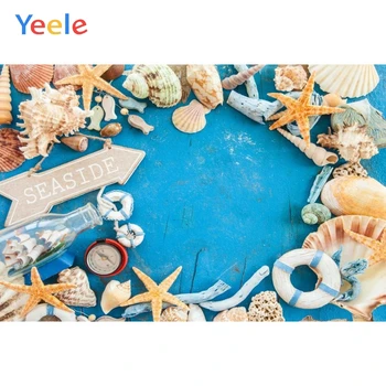 

Yeele Vinyl Seaside Blue Board Shell Travel Wedding Photography Background Birthday Party Photographic Backdrop Photo Studio