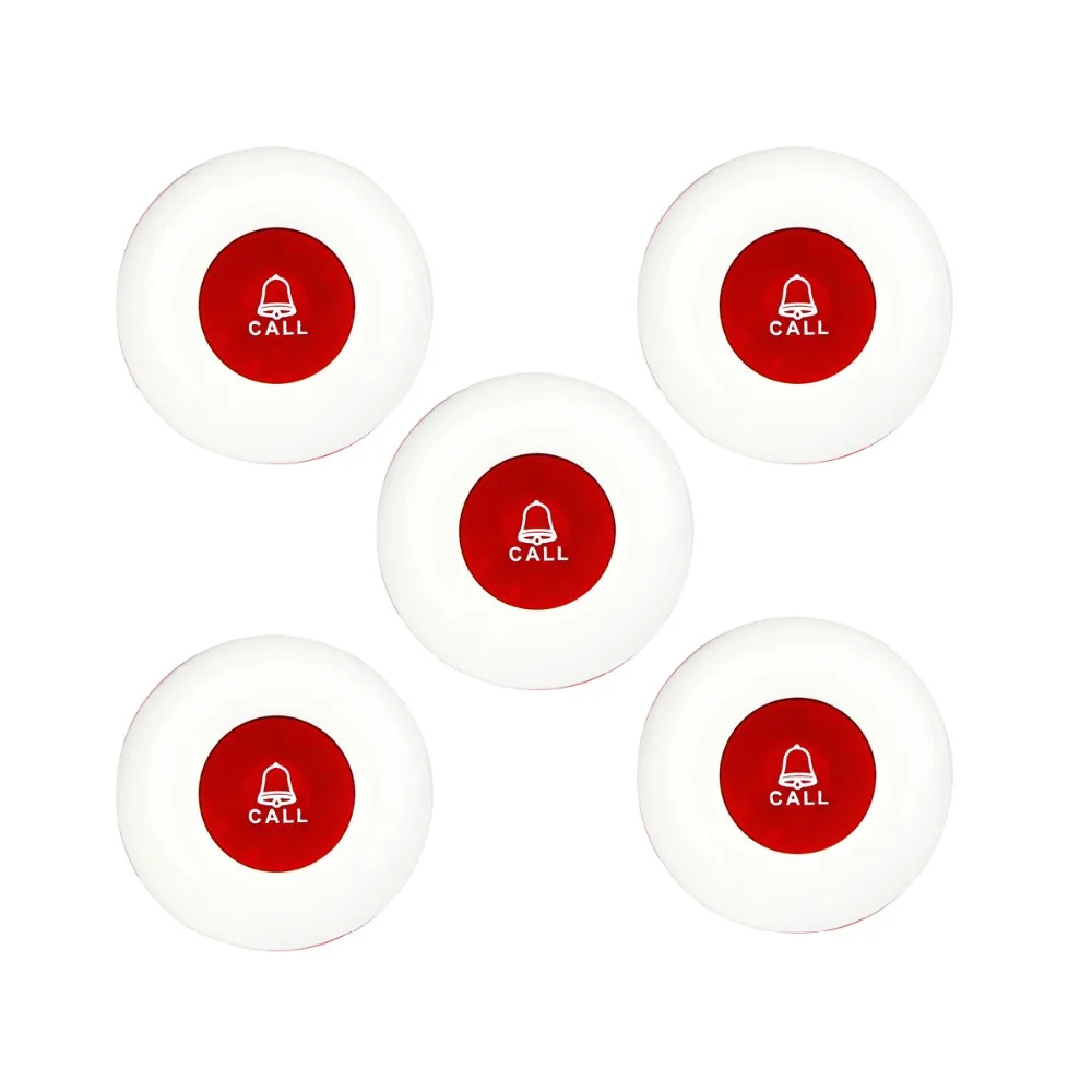

5Pcs Wireless Call Transmitter Button Office Club Waiter Call Pager Waterproof 433MHz Pager Button Restaurants Equipment F3250