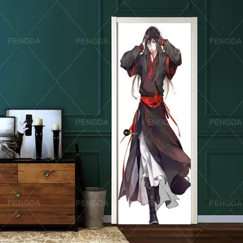 

Home Decor 3d Door Sticker Print Wei Wuzhen Lan Zhan Self Adhesive Art Waterproof Paper Mural Wardrobe Renovation Decal Picture