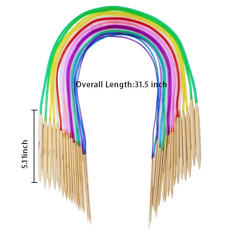 LMDZ 35 шт. 80 см Натуральные Бамбуковые круговые спицы 18 размеров 2-10 мм Набор бамбуковых спиц с 5 видами аксессуаров
