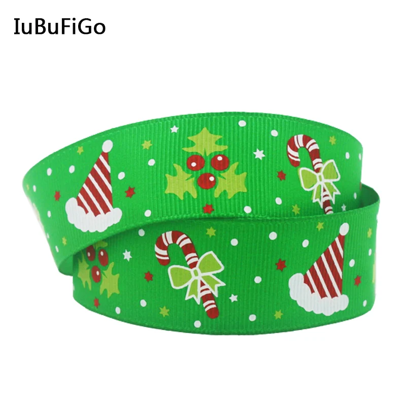 

[IuBuFiGo] New style1" 25mm Christmas ribbon Printed Grosgrain ribbons Tape Hair bow 10 yards/roll Free shipping XZD--1878
