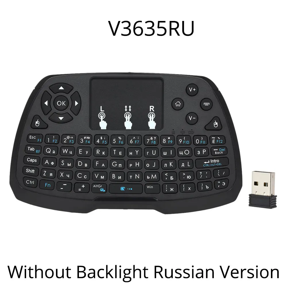 Беспроводная игровая клавиатура 2,4 ГГц с мини-сенсорной панелью, портативная мышь с пультом дистанционного управления для Android tv BOX Smart tv PC, ноутбука - Цвет: V3635RU    Version