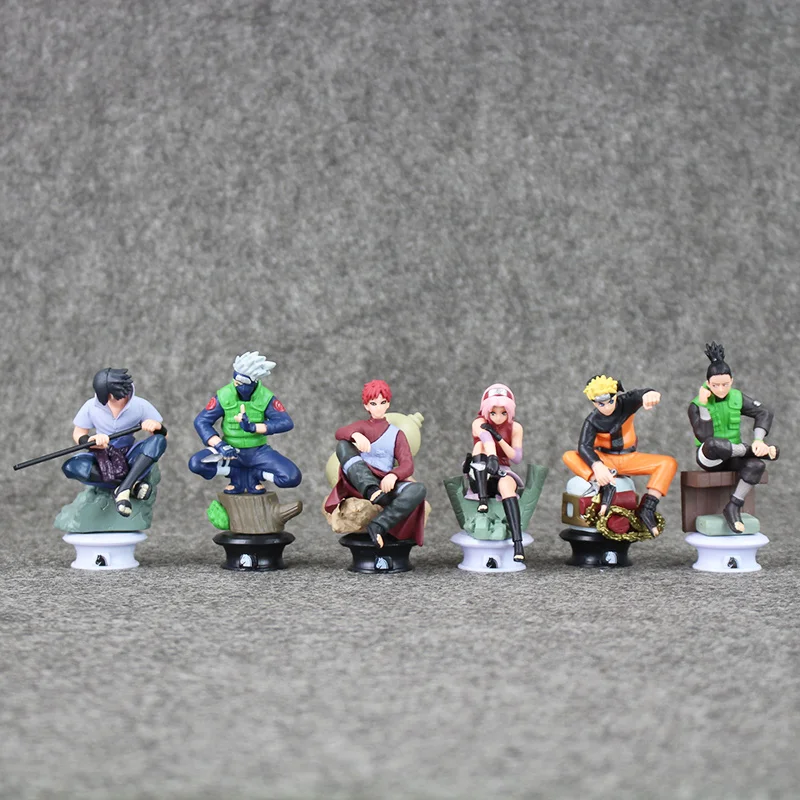 

High quality Anime Naruto Uzumaki Naruto Sasuke Gaara Kakashi Chess PVC Action Figure Collection Toy