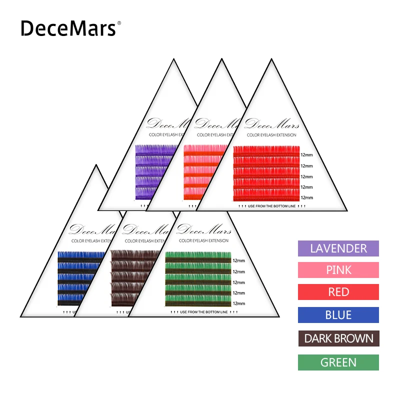 DeceMars 5 линий/поднос цветные ресницы для наращивания фиолетовые коричневые
