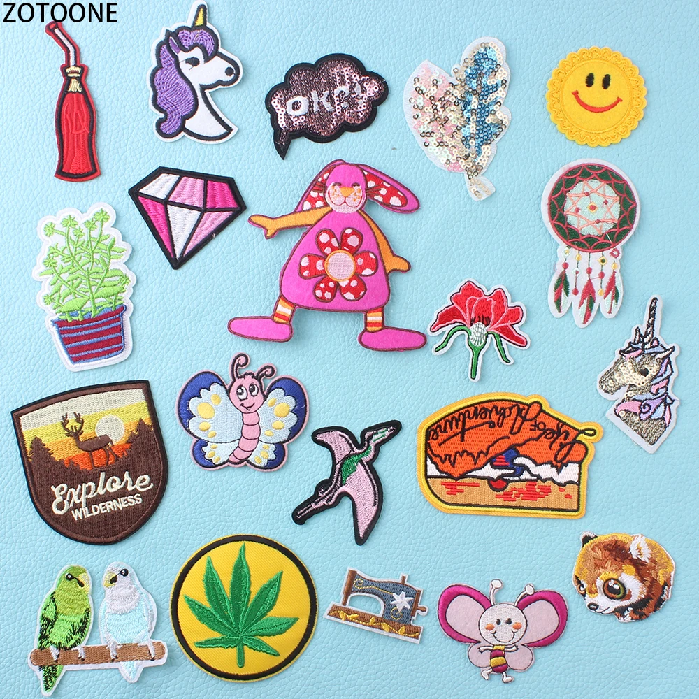 ZOTOONE красочные милые животные нашивки в форме единорога наклейки значки на