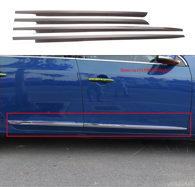 

2017 For Volvo S60 2014 2015 2016 ABS Chrome Side Bottom Door Body Molding Cover Trims Protective Frames Car Accessories 4Pcs
