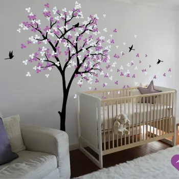 

Modern DIY Self-adhesive Huge Branches Tree Wall Stickers Flying Birds Nursery Wall Art Decal Wallpaper Kids Room Home Decor