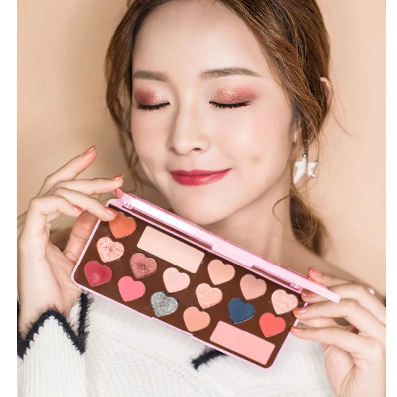 

Hojo sweet heart glitter eyeshadow palette waterproof long lasting nude pumpkin eyeshadow shimmer matte mermaid eyeshadow BN089
