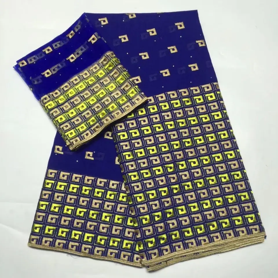 

Latest African blue Lace 2018 Swiss Cotton Lace Fabric High Quality Swiss Lace Material With Aso Oke For Man And Women 30