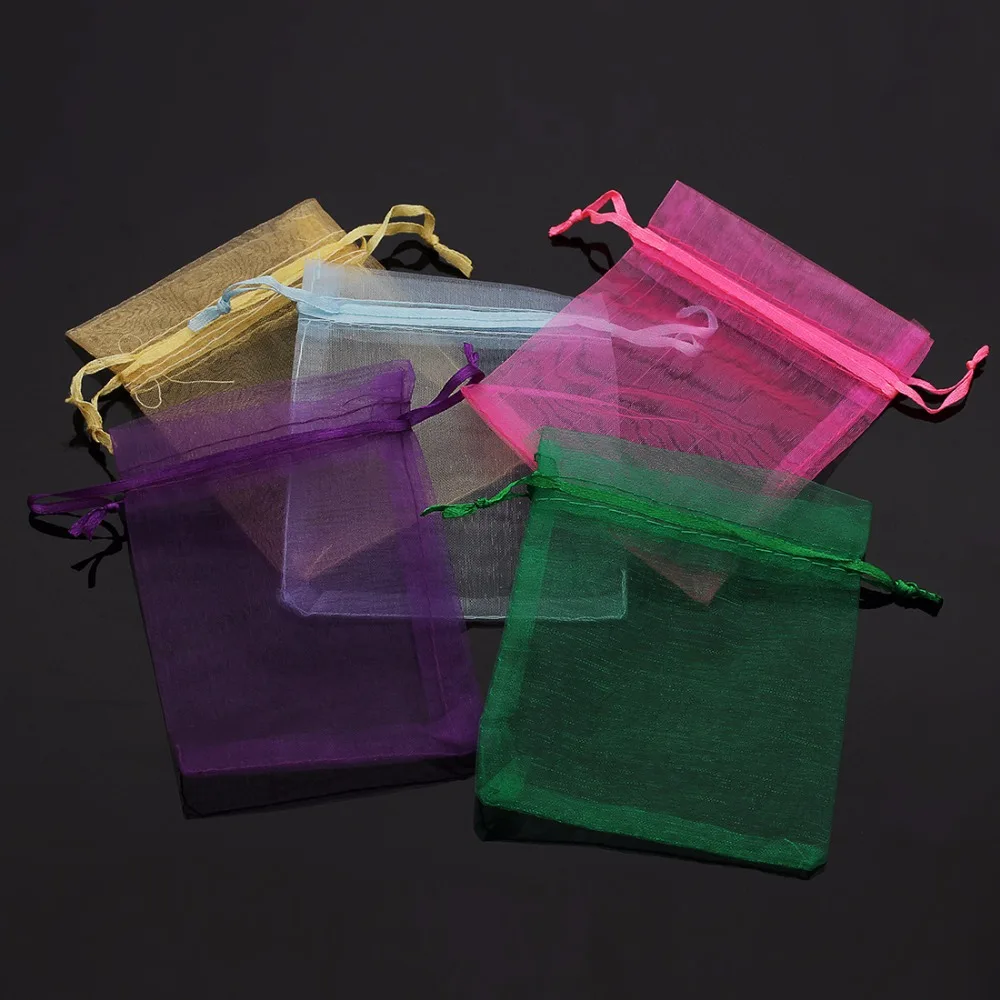 

LOULEUR 25pcs/lot 7*9cm 9*12cm Mixedcolor Drawstring Jewelry Organza Bags Pouch Wedding Birthday Gift Bags Jewelry Package