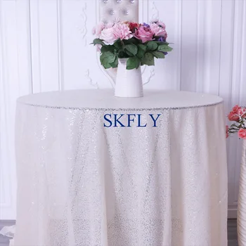 

CL075A wedding 2019 custom made popular fancy round or rectangle ivory sequin table cloth