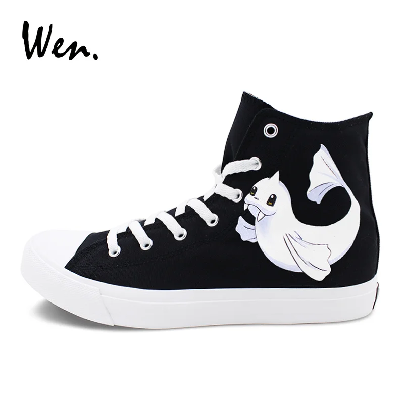 Mulheres Sapatas Lion Dewgong Plimsolls Mão Pokemon Top Sneakers Lona Shoes Homens De Anime Sea Pintado Monstro Dos High Wen Projeto Preto Das Bolso wqPgaOO