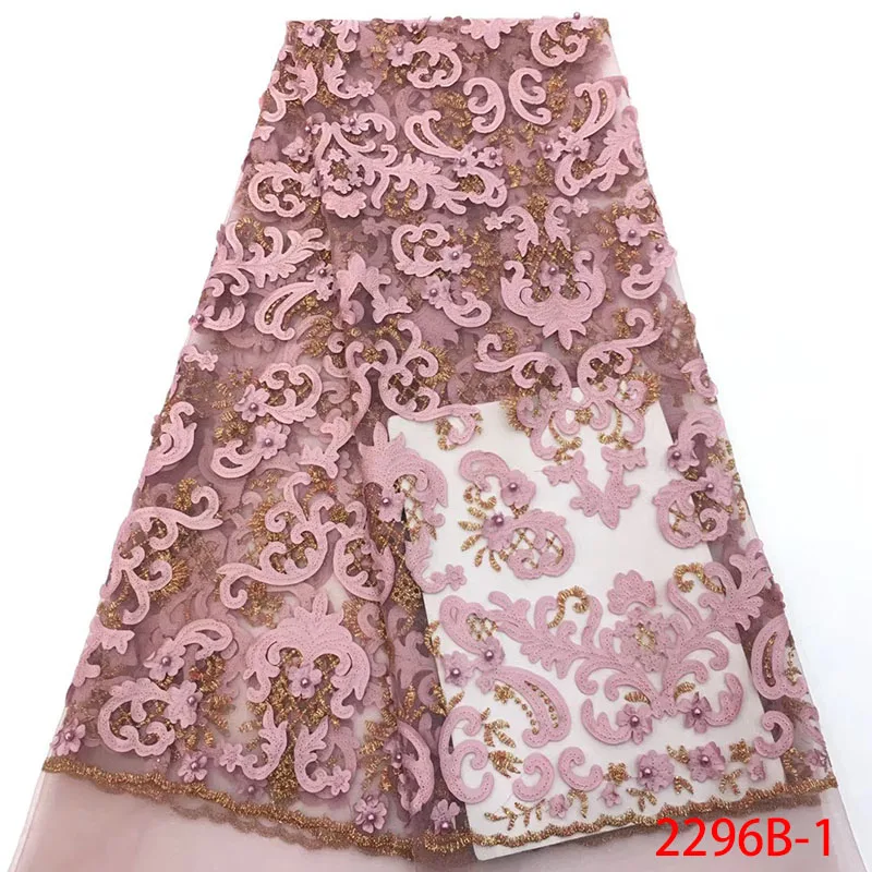 

Hot Sale French Lace Fabric High Quality Beautiful African Lace Fabrics For Nigerian Wedding Dress And Beads XZ2296B-1