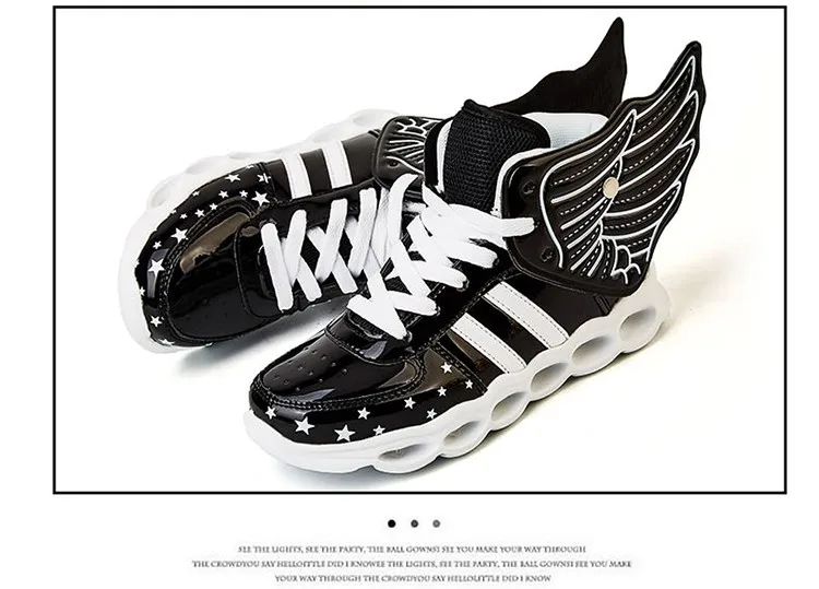 Meninas de Carregamento Crianças Sapatos Luminosa Meninos Usb Esporte Casuais Asa Brilhantes Tênis Luz Led 40 High Quality Mamãe e Bebê