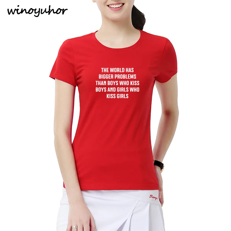 

The World Has Bigger Problems Than Boys Who Kiss Boys Girls Letter T Shirt Sexist Tumblr Graphic Tees tshirt Women T-shirt Tops