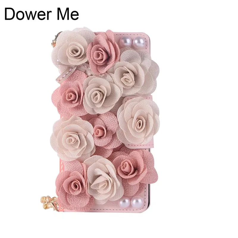 Модный красивый розовый кружевной цветочный флип-кошелек жемчужная сумочка кожаный чехол для iPhone 11 Pro XS Max XR X 8 7 6S Plus