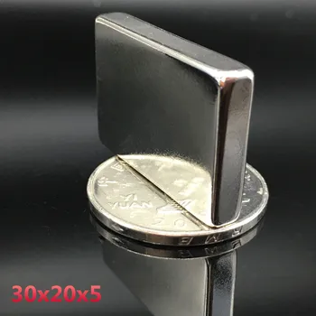

5pcs magnet 30x20x5 mm Strong Rare Earth Block square Neodymium 30mmx20mmx5mm Permanent magnets 30x20x5 mm
