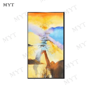 

Handmade Abstract yellow blue landscape Oil painting on Canvas Art Poster wall art hanging Picture for Living Room Home Decor