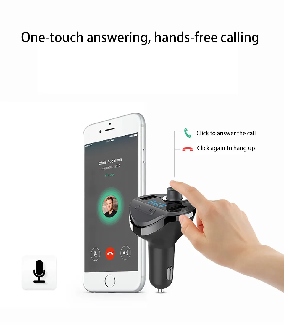 Audio MP3 Player Car Bluetooth FM Transmitter Wireless Modulator Bluetooth Car Kit Handsfree Speakerphone TF Slot 2 USB Ports (6)