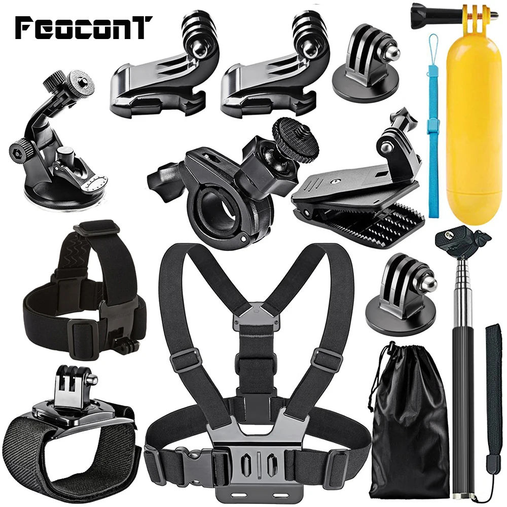 

Action Camera Accessories Kits For Gopro Session Exterior Camera Mounts Go pro 6 Straps & Mounts For Gopro Hero 5 Xiaomi Yi 4K