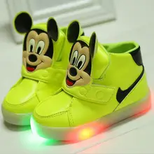 No USB charg Non slip kids sneakers cartoon baby boys girls LED luminous shoes children flash light sneakers Europe size 21-30