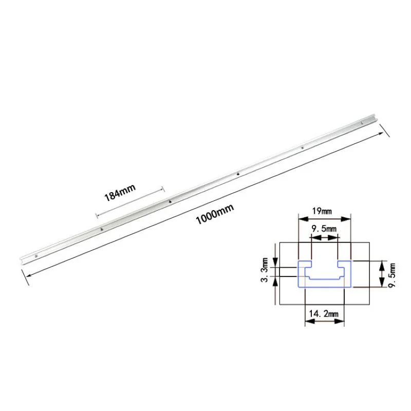 14,2 мм Т-образные треки Т-образные, торцовые треки, приспособление для деревообработки, прессовая доска, блок давления для сотрудничества, Т-образное устройство - Цвет: 1m