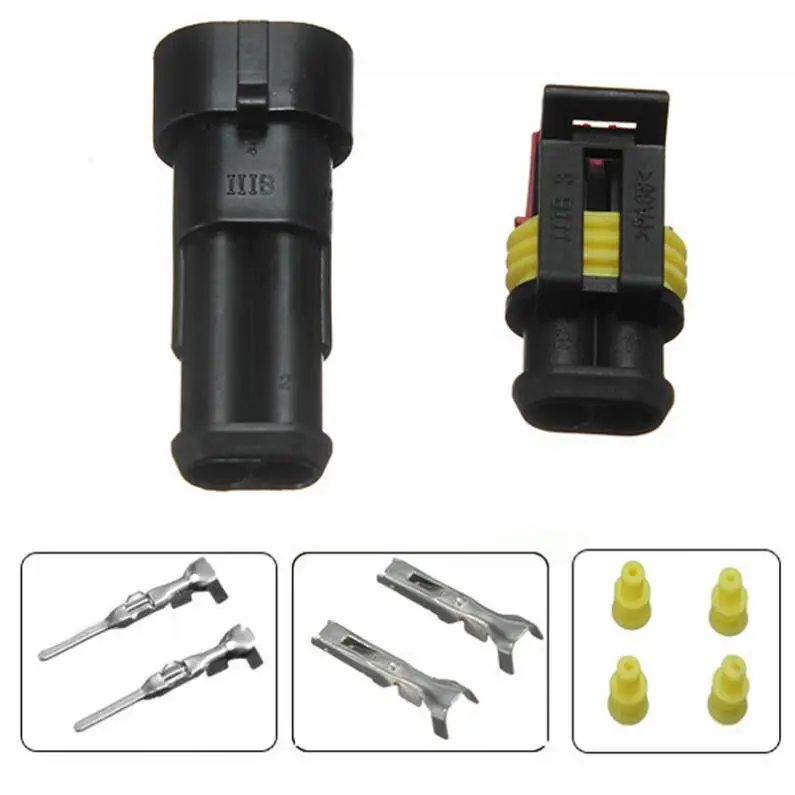 

5pcs/lot 2 Pin Way Waterproof Electrical Connector Adapter Plug W/Wire AWG for Car Vehicle Motorcycles