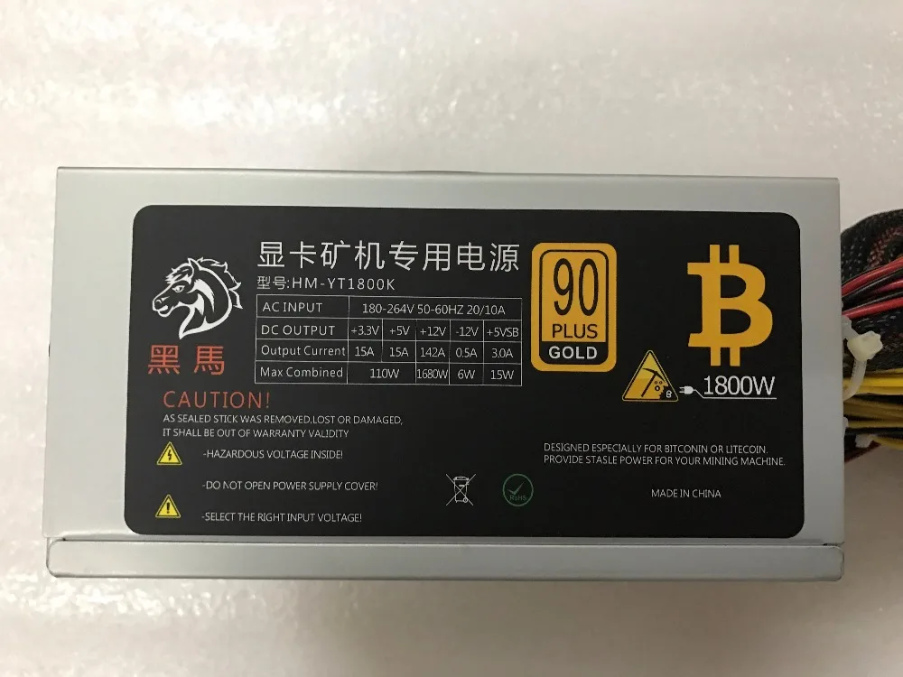 KUANGCHENG ETH ZCASH SC MINER Gold POWER 1800 Вт BTC блок питания для 1060 RX 470/570 RX480/580 для 6 8 GPU карт